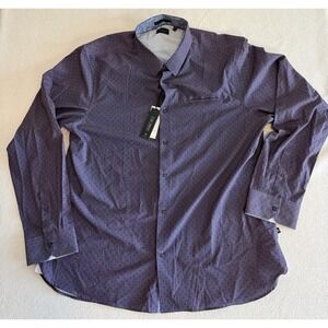 7 Diamonds Men Shirt 2XL Purple Geometric 4 Way Stretch Button Up LS NWT